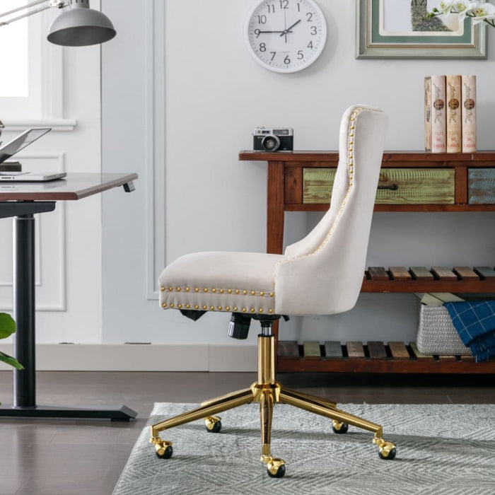 Velvet Home Office Chair - Beige