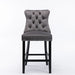 6x Velvet Bar Stools With Studs Trim Wooden Legs Tufted