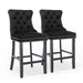 4x Velvet Bar Stools With Studs Trim Wooden Legs Tufted