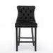 4x Velvet Bar Stools With Studs Trim Wooden Legs Tufted