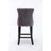 2x Velvet Bar Stools With Studs Trim Wooden Legs Tufted