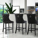 4x Velvet Bar Stools With Studs Trim Wooden Legs Tufted