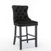 6x Velvet Bar Stools With Studs Trim Wooden Legs Tufted