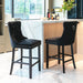 6x Velvet Bar Stools With Studs Trim Wooden Legs Tufted