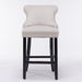 2x Velvet Upholstered Button Tufted Bar Stools With Wood