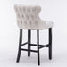 2x Velvet Upholstered Button Tufted Bar Stools With Wood