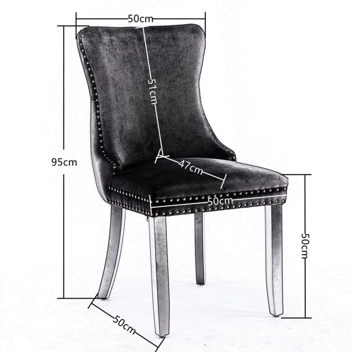 8x Velvet Upholstered Dining Chairs Tufted Wingback Side