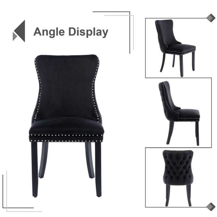 4x Velvet Upholstered Dining Chairs Tufted Wingback Side