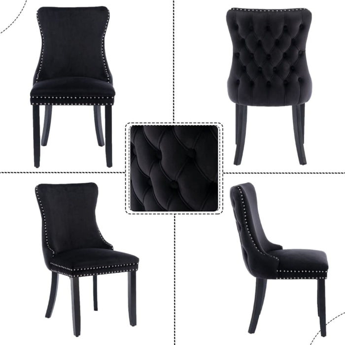 8x Velvet Upholstered Dining Chairs Tufted Wingback Side