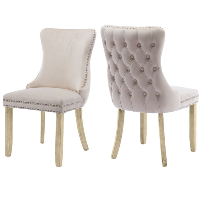 2x Velvet Upholstered Dining Chairs Tufted Wingback Side