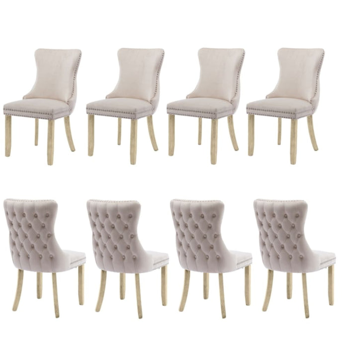 8x Velvet Upholstered Dining Chairs Tufted Wingback Side