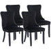 4x Velvet Upholstered Dining Chairs Tufted Wingback Side