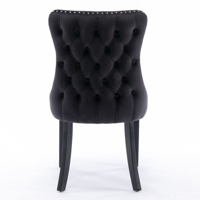 6x Velvet Upholstered Dining Chairs Tufted Wingback Side