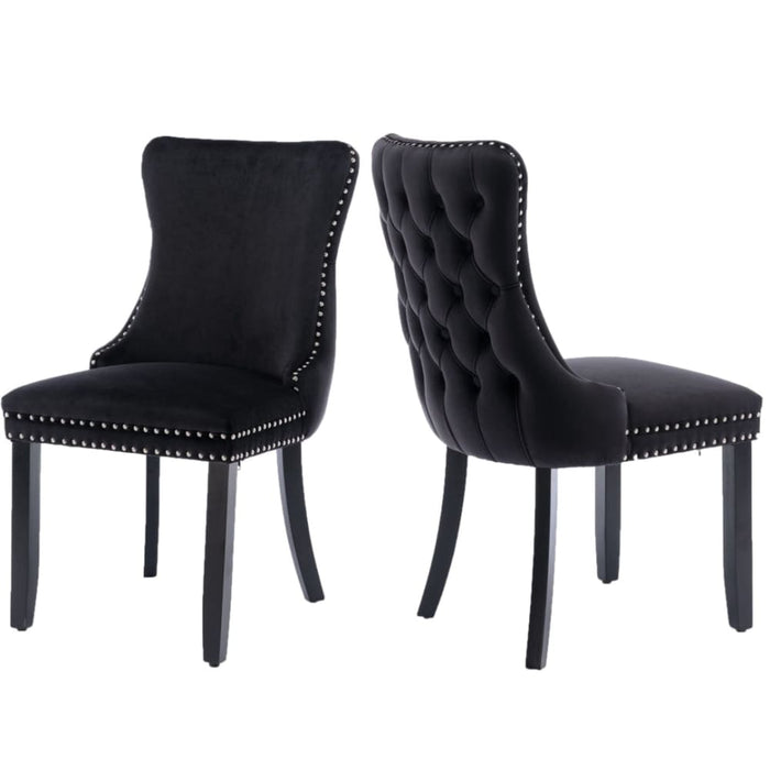 4x Velvet Upholstered Dining Chairs Tufted Wingback Side