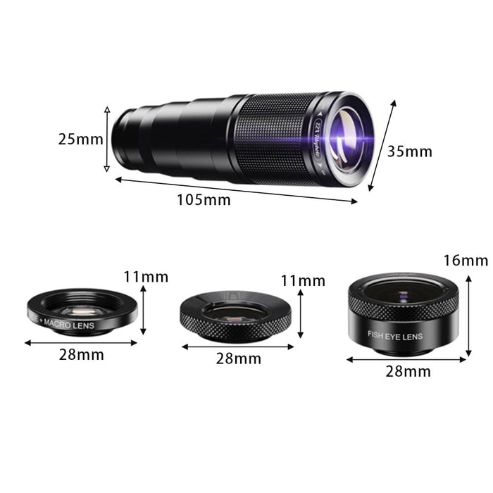 Vibe Geeks 4-in-1 Mobile Phone Camera Lens Kit 22x