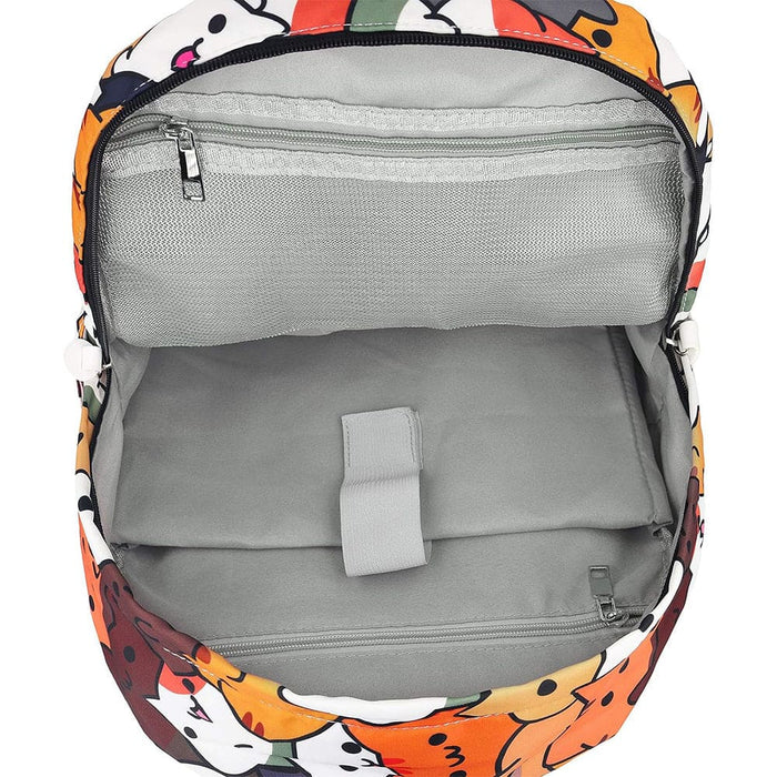 Vibe Geeks Cartoon Print Backpack For Girls And Boys