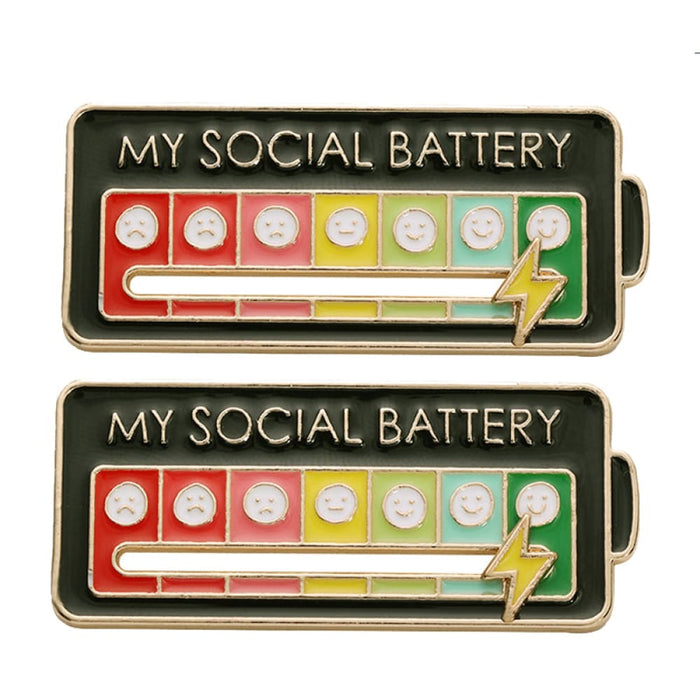 Vibe Geeks Creative Social Battery Energy Enamel Pins Mood