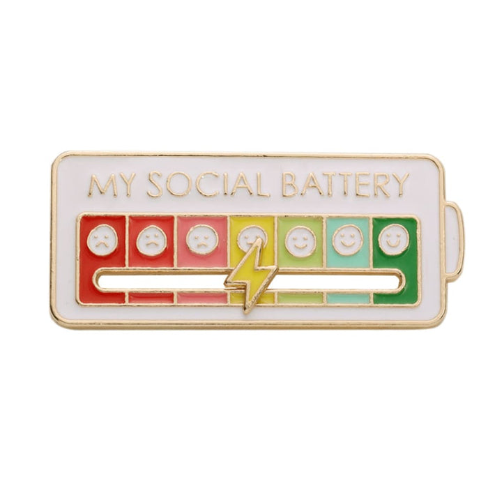 Vibe Geeks Creative Social Battery Energy Enamel Pins Mood