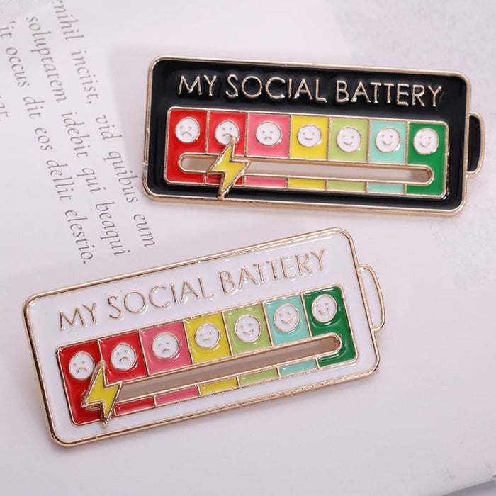 Vibe Geeks Creative Social Battery Energy Enamel Pins Mood