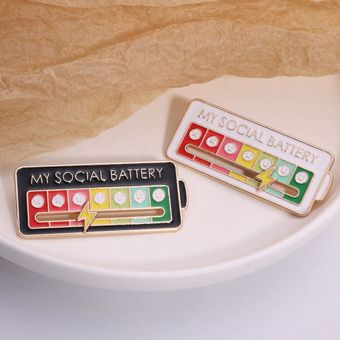 Vibe Geeks Creative Social Battery Energy Enamel Pins Mood