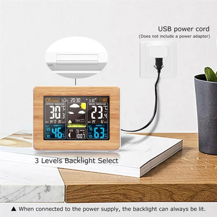 Vibe Geeks Lcd Display Weather Station Alarm Clock- Usb