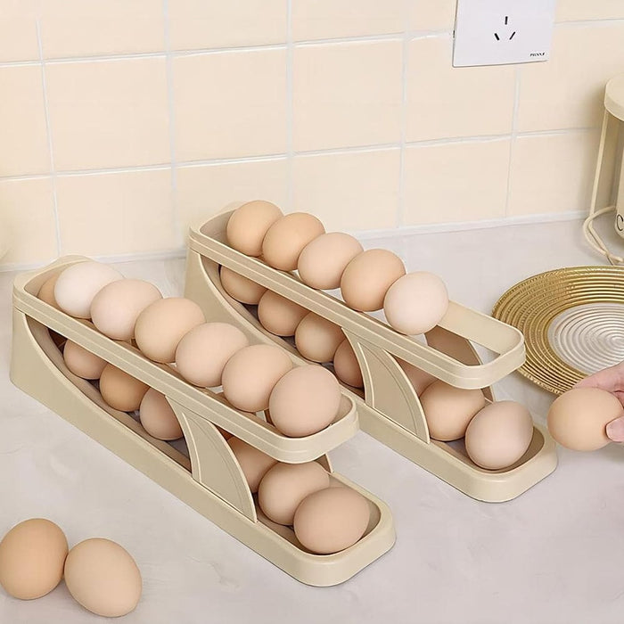 Vibe Geeks Double-layer Roll Down Refrigerator Egg Dispense