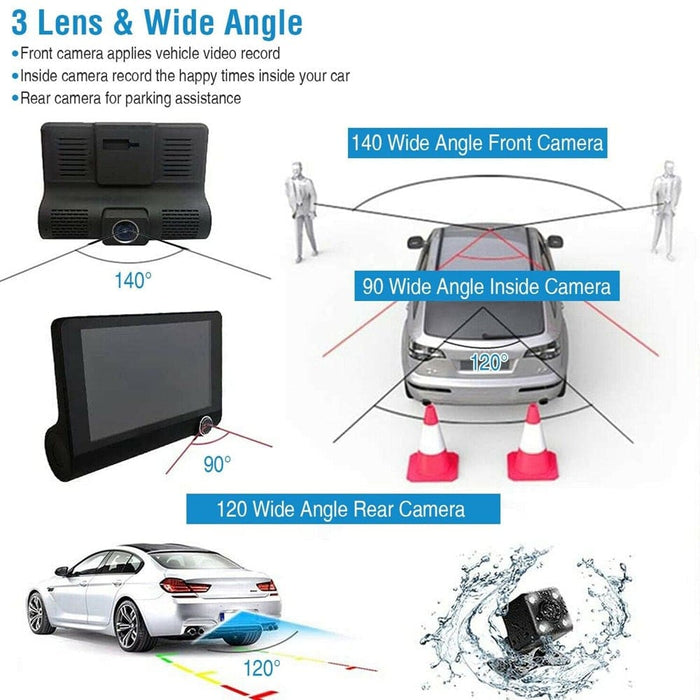 Vibe Geeks Full Hd Front Rear & Interior Three Lens Car