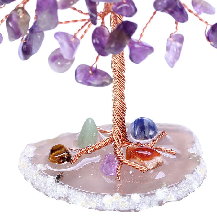 Vibe Geeks Healing Crystal Tree On Agate Slice Base Money