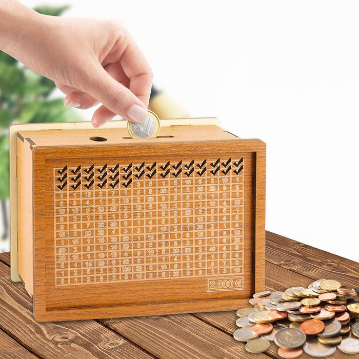 Vibe Geeks Large Capacity Wooden Piggy Bank Cash Box