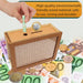 Vibe Geeks Large Capacity Wooden Piggy Bank Cash Box