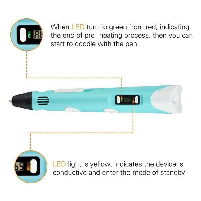 Vibe Geeks Magic 3d Printing Pen For Kids Diy With Led