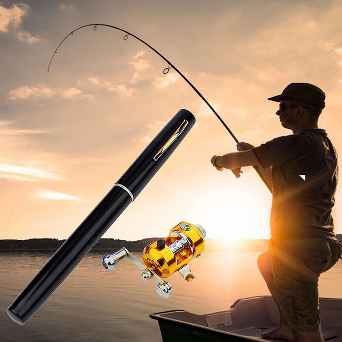 Vibe Geeks Mini Portable Pocket Pen Telescopic Fishing Rod