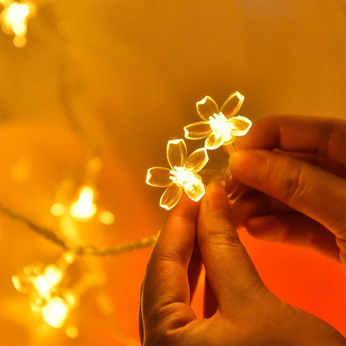 Vibe Geeks Solar Powered Flower String Lights Cherry