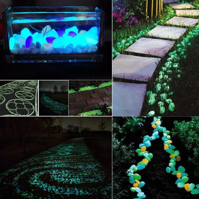 Vibe Geeks Solar Powered Glow In The Dark Garden Pebbles