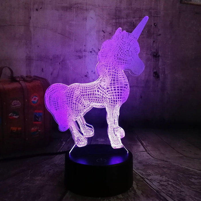 Vibe Geeks 3d Unicorn Night Light With Remote Control- Usb