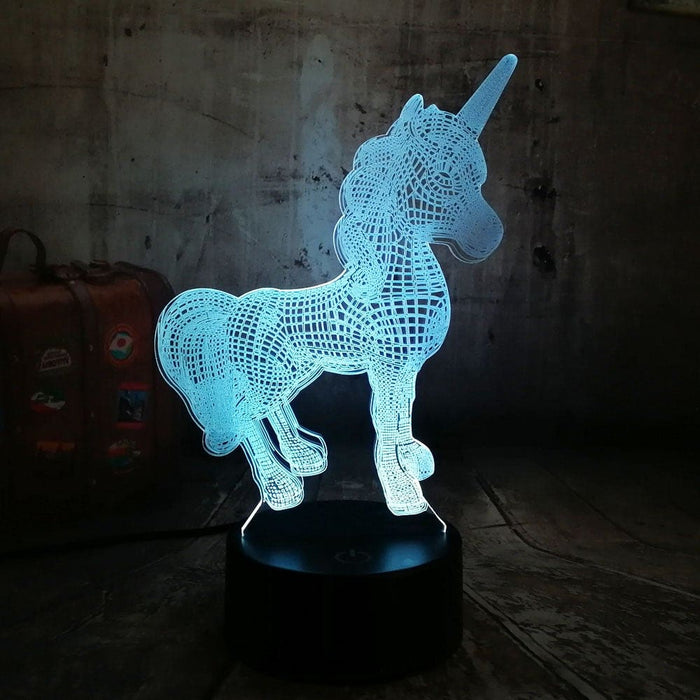 Vibe Geeks 3d Unicorn Night Light With Remote Control- Usb