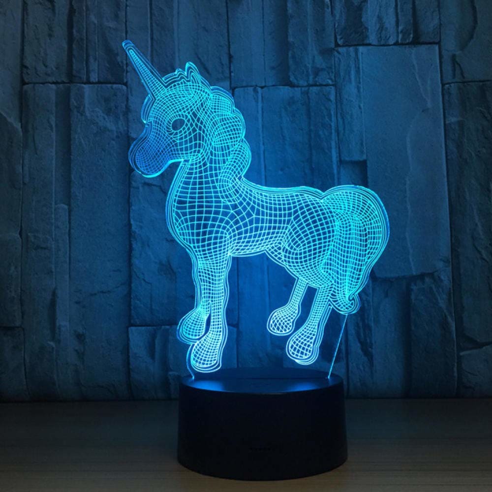 Vibe Geeks 3d Unicorn Night Light With Remote Control- Usb