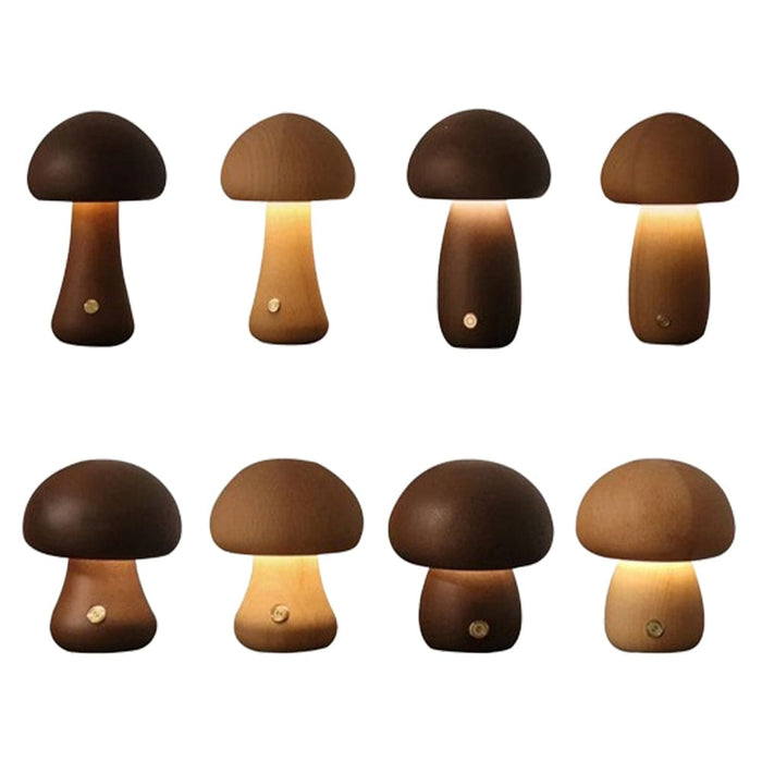 Vibe Geeks Wooden Mushroom Led Night Light For Bedroom