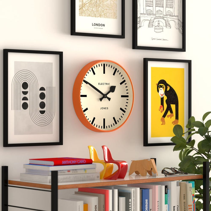 Vibrant Orange Railway Wall Clock