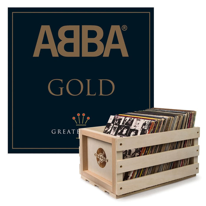 Vinyl Album Bundle With Record Crate And Abba Gold