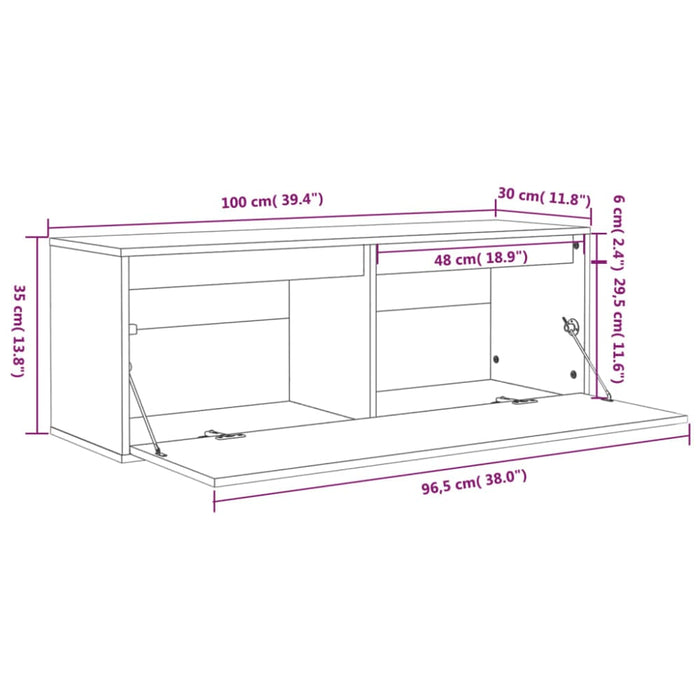 Wall Cabinet 100x30x35 Cm Solid Wood Pine Notalp