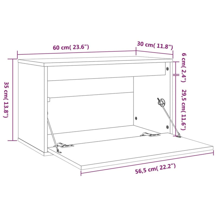 Wall Cabinet 60x30x35 Cm Solid Wood Pine Notaap