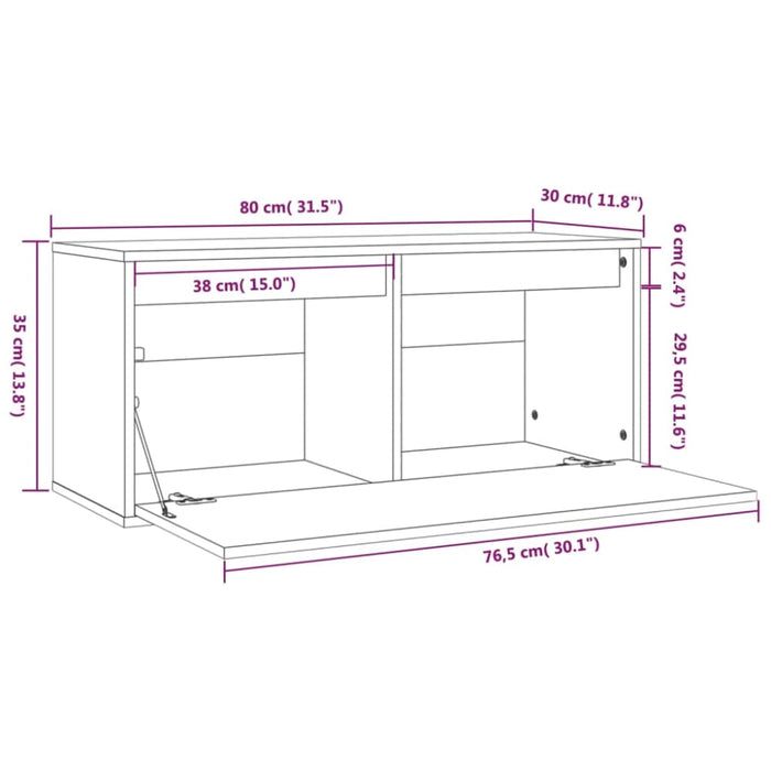 Wall Cabinet 80x30x35 Cm Solid Wood Pine Notapp