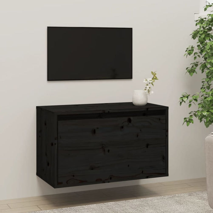 Wall Cabinet Black 60x30x35 Cm Solid Wood Pine Notapt