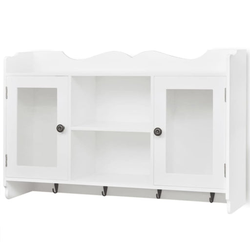 Wall Cabinet Display Shelf Book Dvd Glass Storage White Mdf