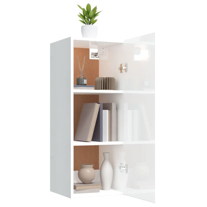 Wall Cabinet Glossy Look White 34.5x34x90 Cm Engineered