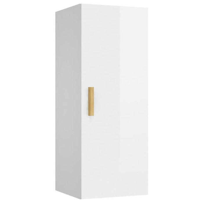 Wall Cabinet Glossy Look White 34.5x34x90 Cm Engineered