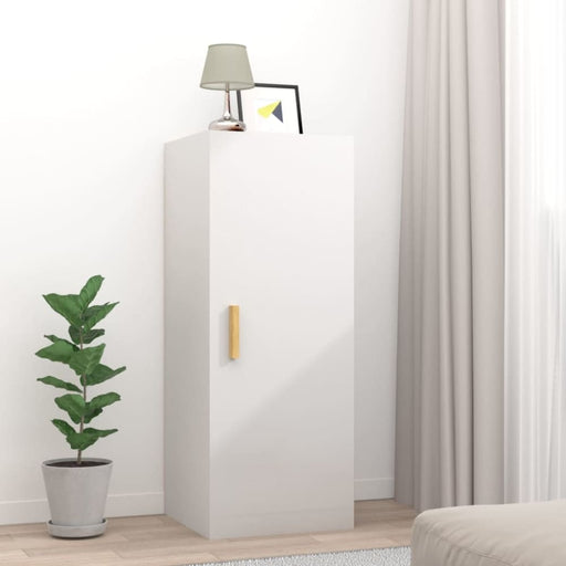 Wall Cabinet Glossy Look White 34.5x34x90 Cm Engineered