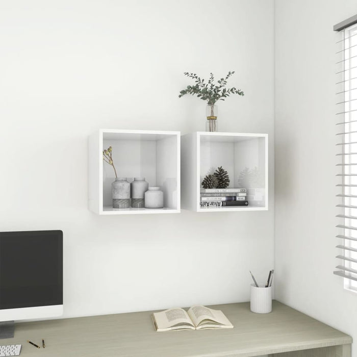 Wall Cabinet Glossy Look White 37x37x37 Cm Chipboard Nbpalx