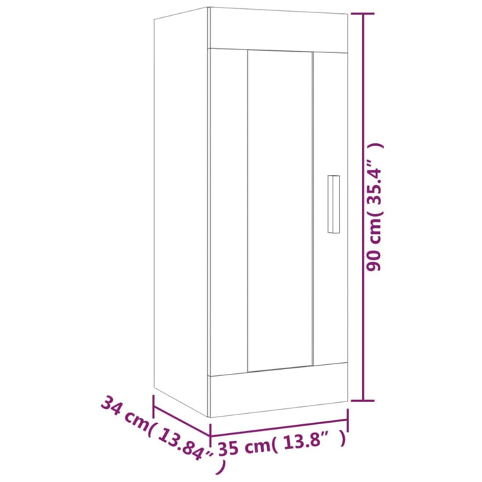 Wall Cabinet White 35x34x90 Cm Engineered Wood Noxalp